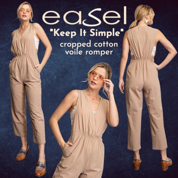 easel Pants & Jumpsuits Easel Keep It Simple Soft Cotton Jumpsuit
